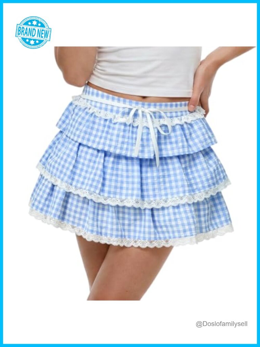Women's Plaid Ruffle Mini Skort High Waist 100% Polyester Flowy A-Line
